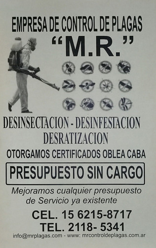 Imagen 2 de 10 de Fumigaciones Desinfeccion Plagas - Empresa Certificados Caba