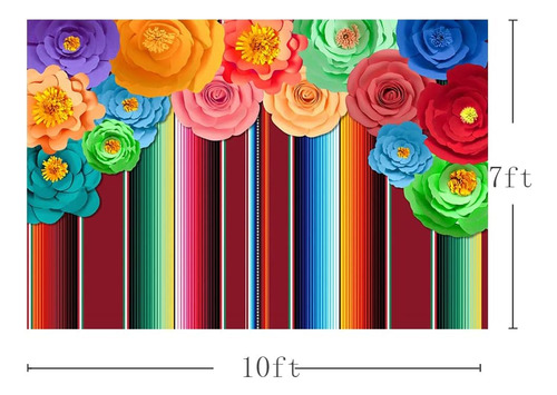 Fondo De Fiesta 5 De Mayo 10x7 Con Cactus Y Florales