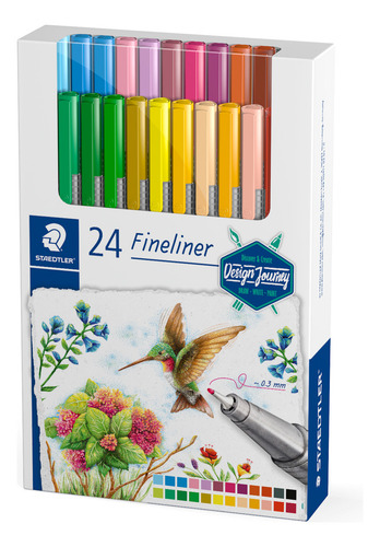 Staedtler 334 C24 | Fineliner Triplus | Kit Com 24 Canetas Tinta 24 Cores Exterior 24 Cores