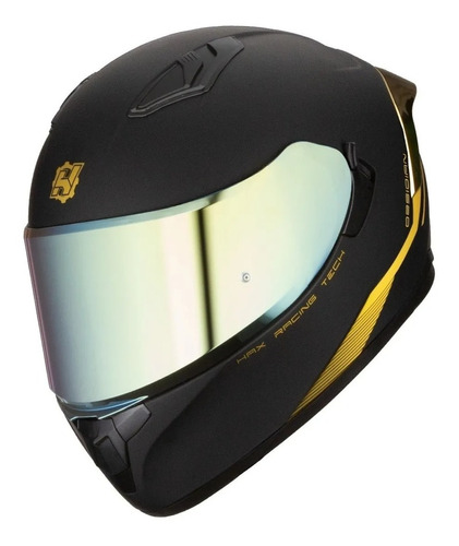 Casco Integral Para Moto Hax Obsidian Solid Negro/ Oro Mate