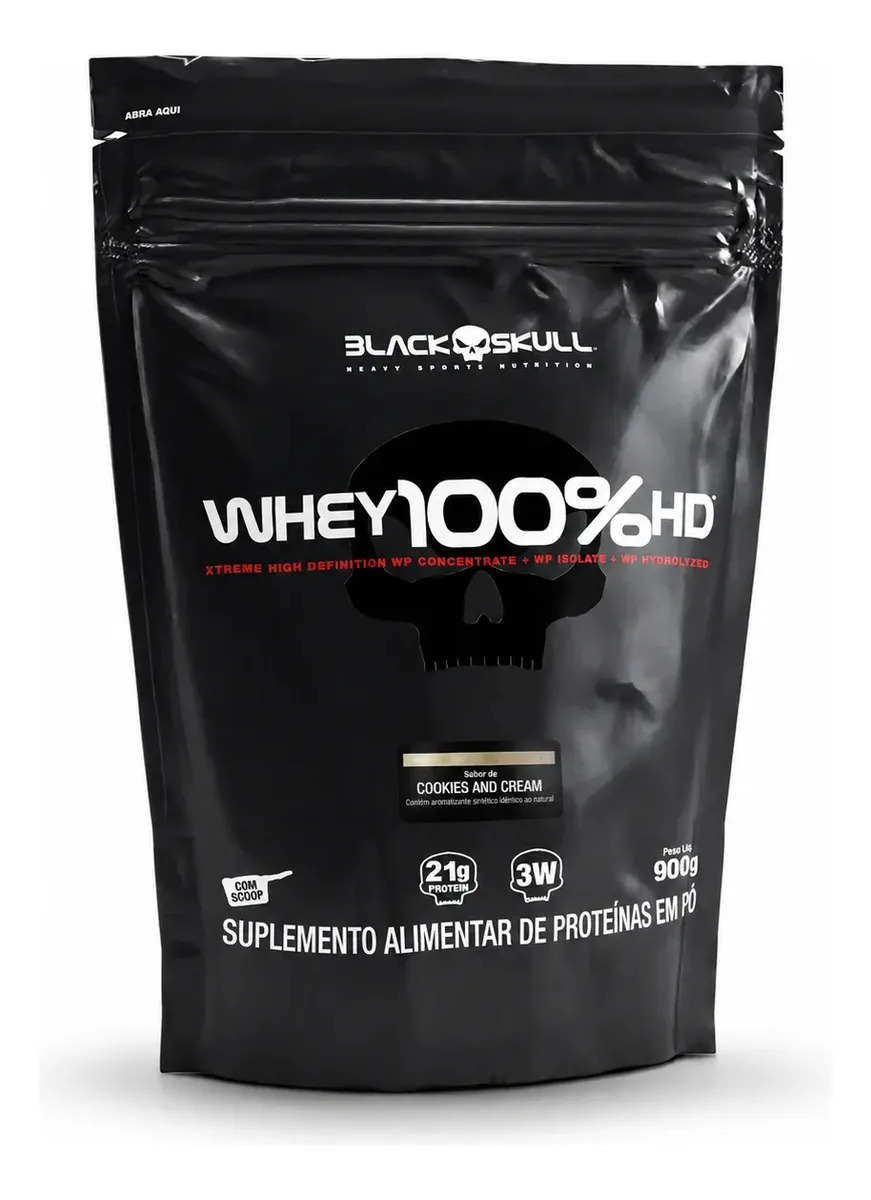 Whey 100% HD Black Skull Refil 900g Cookies