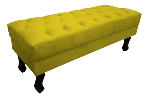 Recamier Baú Luis Xv Capitonê 1,00m Corino Amarelo