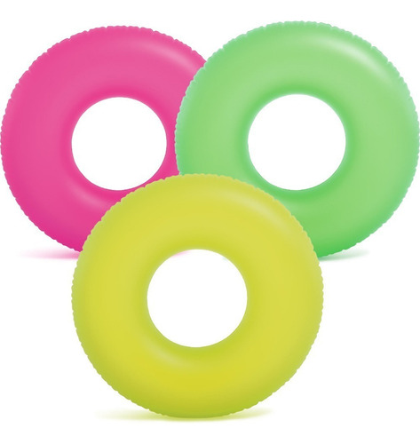 Flotador Dona Salvavidas Llanta Neon Inflable Alberca 91 Cm Color Amarillo
