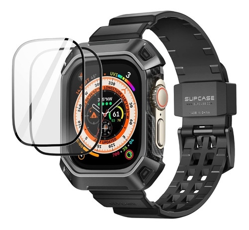 Case + Pulseira + Película Supcase P/ Apple Watch 49mm Ultra Cor Preto Largura 49 mm