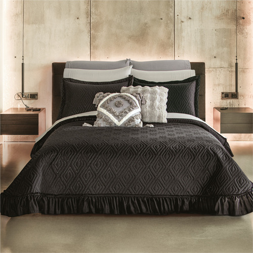 Colcha Neo C/holán Poliéster Mat/queen Size Concord Color Negro Liso