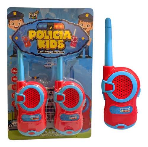 Walkie Talkie Infantil Policia Kids Rádio Brinquedo Criança Cor Azul