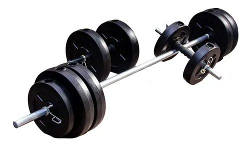 Kit Set 20 Kg Discos Bsfit Pesas Barra Mancuerna Combo