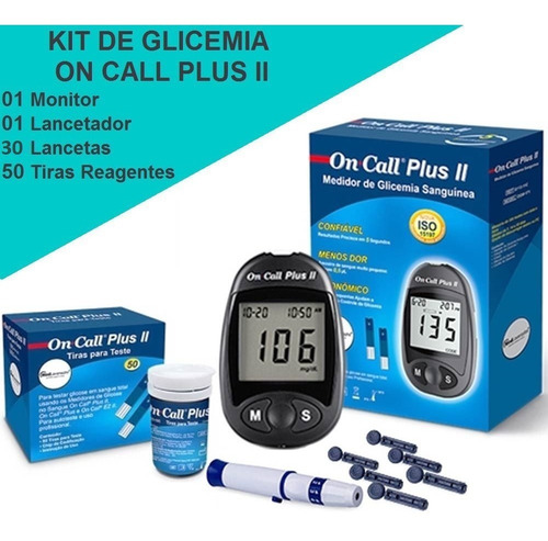 Kit Glicosimetro Oncall Plus + 100 Tiras Oncall Plus