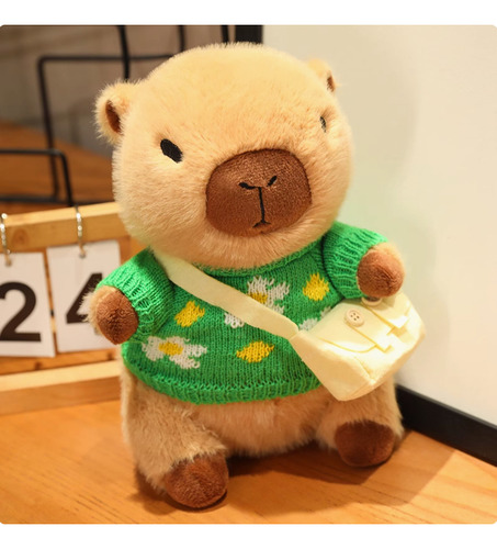 Peluche Capibara Con 8 Piezas De Ropa Y Accesorios,25 Cm Chocolate