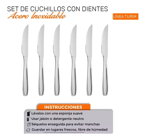 Set de Cuchillos con dientes para Asado de Acero Inox. por 6 u. Turim.