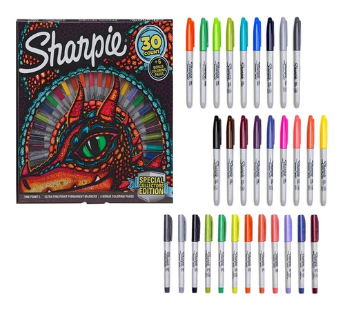 30 Marcadores Sharpie Permanentes Edicion Dragon Cosmico