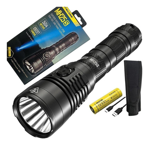 Lanterna Tática Nitecore Mh25s 1800lm 504m 21700 5000mah Lanterna Preto Luz Branco