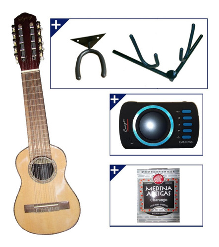 Combo Premium Charango+soporte+encordado+afinador