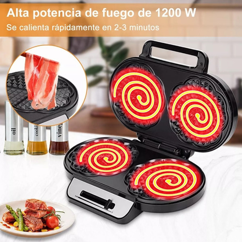 Wafflera Doble Eléctrica Raf R-557 1200w Máquina De Waffles Color Plateado