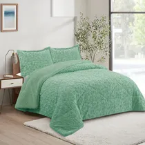 Comprar Cubrecama Doral 2 Plazas Plush Deluxe Con Sherpa Verde Plush Verde Plush