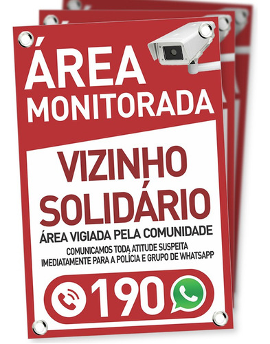 Placa Vizinho Solidário - Whatsapp - 10 Unidades - 20x30cm