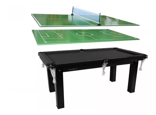 Mesa 4 em 1 Sinuca Futebol Botão Ping Pong - 15mm MDF Tecido Preto UltimaX  - UltimaX Shop