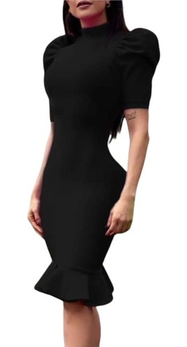 Vestido Bandage Negro Manga Corta Sexy Elegante Casual 