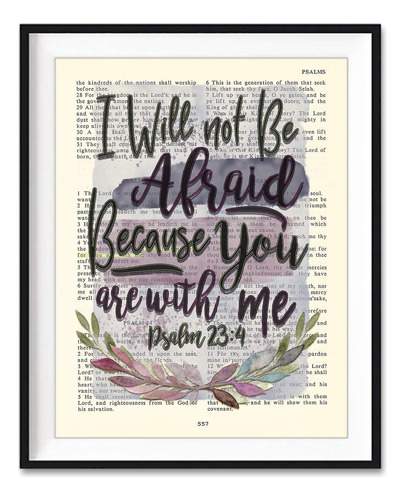 Verso Bíblico Vintage Sin Miedo Contigo Salmo 234 Impresión