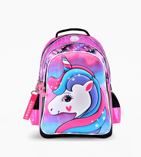 Mochila Espalda Footy Unicornio Relieve 18 P Sharif Express