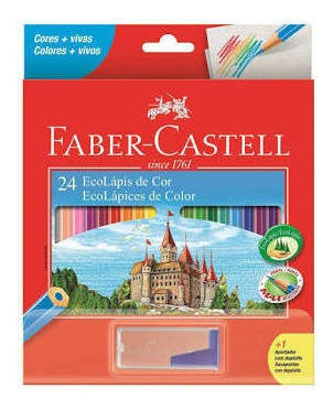 Lápis De Cor 24 Cores Faber Castell + 1 Apontador