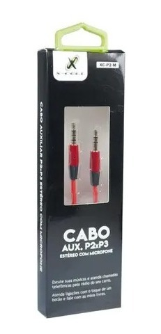 Cabo Auxiliar P2xp3 Stereo Com Microfone 1,5m Xcell Xc-p2-m