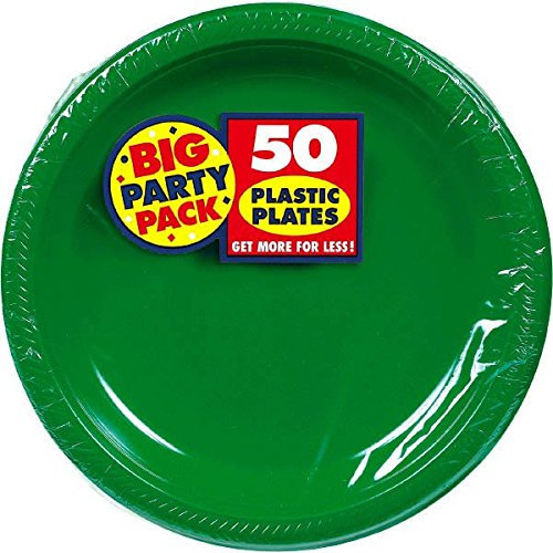 Platos De Plástico Verde Festivo Big Party Pack | 10.2...