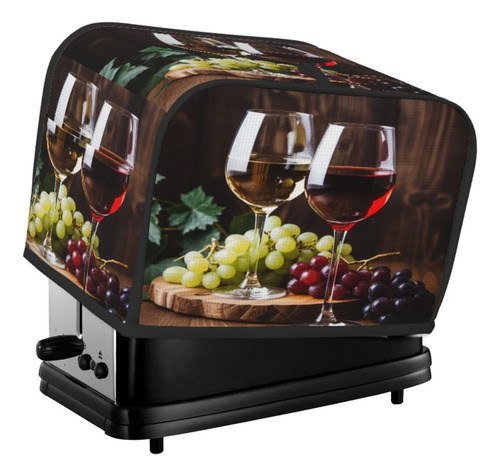 Funda Para Tostadora De 2 Rebanadas Con Copas De Vino Y Uvas