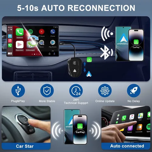 Adaptador Inalámbrico Car Play, Convertidor De Coche Android