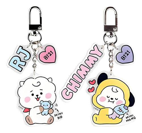 7 Llaveros De Bt21 En Acrílico Bts Kpop Rosa