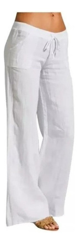 Pantalones De Lino Para Mujer De Regalo Con Cordón Elástico