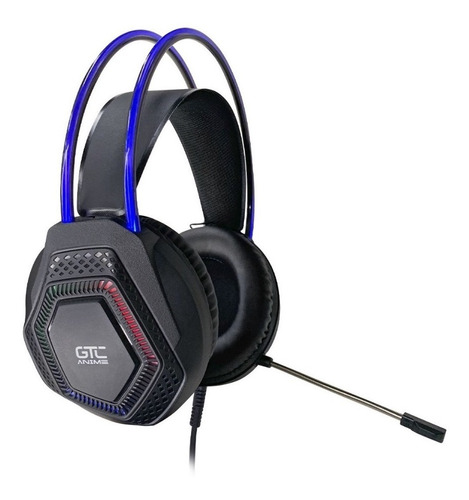 Imagen 4 de 9 de Auricular Gamer Con Mic Anime Negro H02 Rgb