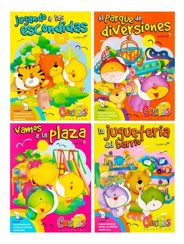 Lote X 4 Libros Infantiles Con Caritas Autoadhesivas