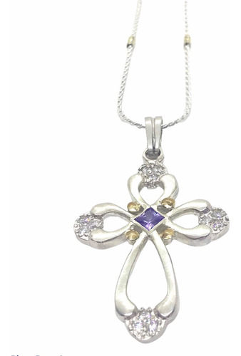 Cadena Almendrade Plata Con Cruz De Plata Y Oro.