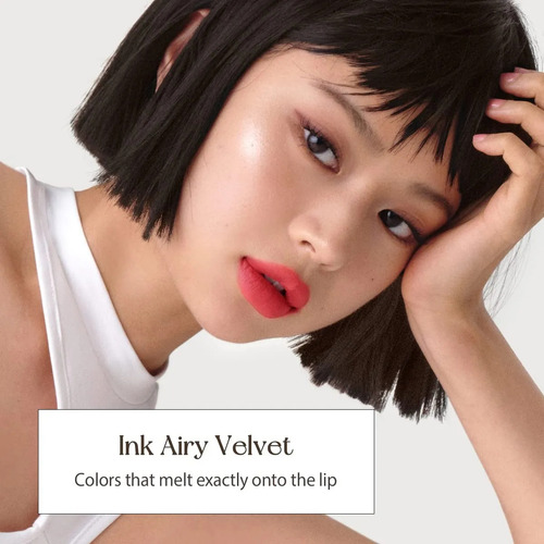 Peripera Labial Ink Airy Velvet Heart Grapefruit 07 Acabado Mate Color Rojo