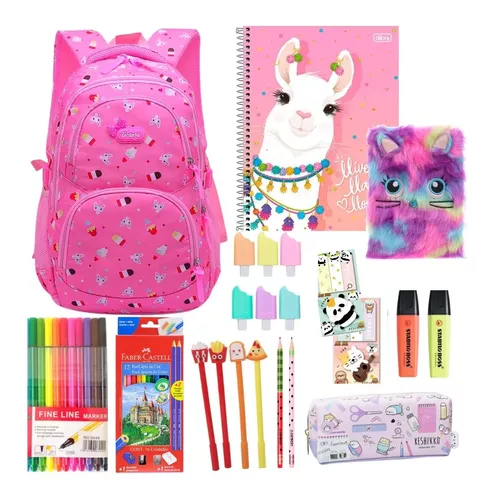 Kit escolar completo kawaii