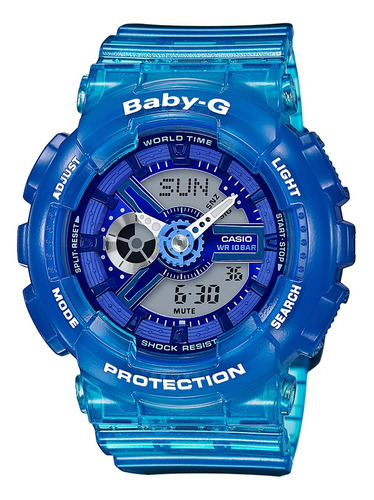 Reloj Casio Baby-g Ba-110jm-2adr Resina Mujer 100% Original Color de la correa Azul Color del fondo Azul