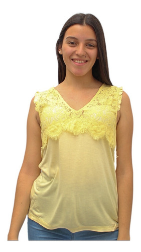 Blusa Mujer Lisa Encaje Importada Talles Grandes