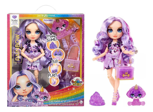 Muñeca Rainbow High Violet (periwinkle) With Slime Kit & Pet