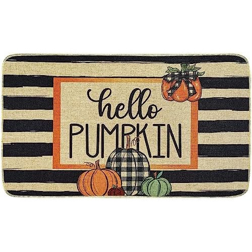 Fall Welcome Doormat Hello Pumpkin Door Mat With Anti-s...