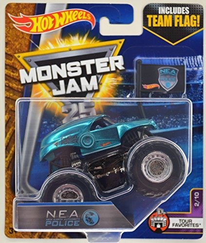 Hot Wheels Monster Jam Nea Police Blue Con Team Flag 59v5z