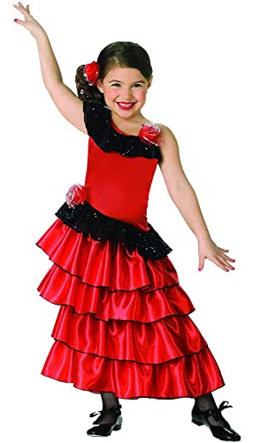 Disfraz Princesa Española Rojo/negro Niña, Mediano
