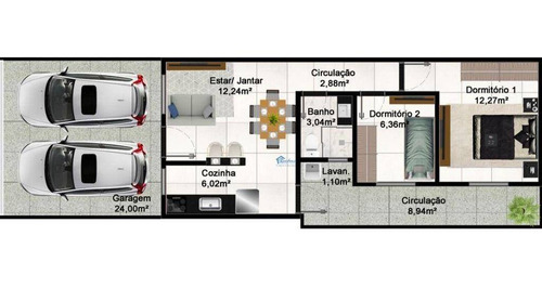 Imagem 3 de 5 de Casa Com 2 Dormitórios À Venda, 53 M² Por R$ 279.900 - Jardim Morumbi - Indaiatuba/sp - Ca1016