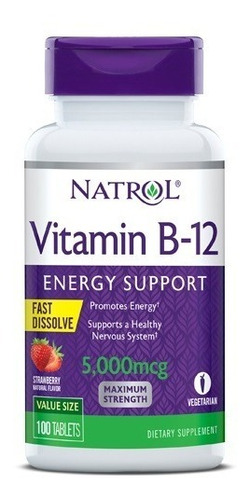 Vitamina B12 5,000mcg 100tbs Natrol Sublingual Original Usa