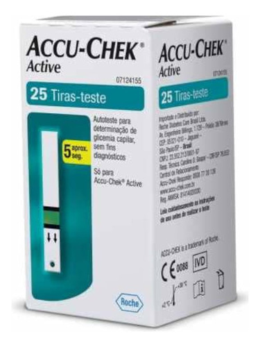 Tiras Accu Chek Active Kit Econômico Com 10 Caixas Total De 250 Tiras Para Monitoramento De Diabete