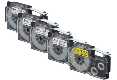 Imagen 1 de 1 de Paquete 5 Cintas Para Rotulador Casio 4 Xr-9x1 + 1 Xr-9yw1