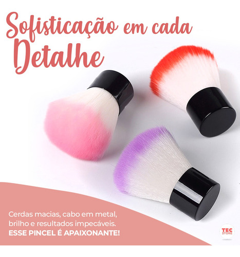 Pincel Espanador Pó Unha De Gel Acrigel Pompom Mini Kabuki