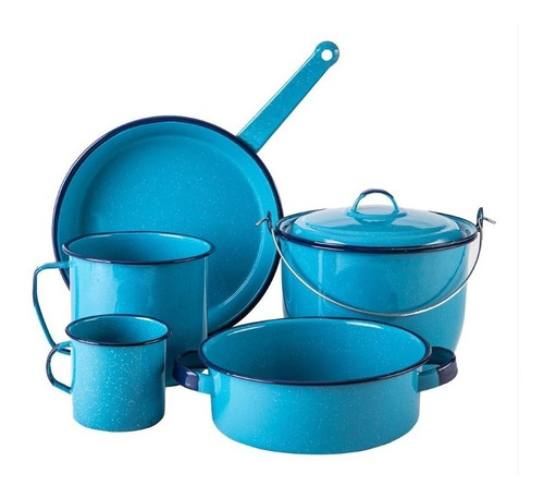 Batería De Cocina Mariela De Peltre Cinsa 6 Piezas Azul