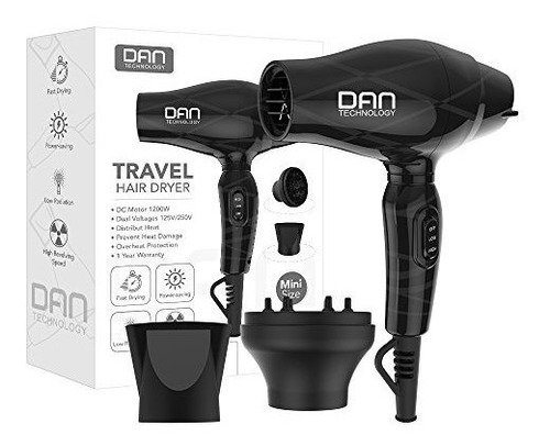 Dan Technology D38 1200w Mini Secador De Pelo Con Difusor