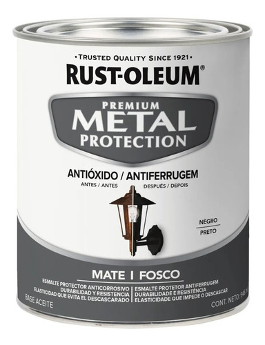 Rust Oleum  Metal Protection Negro Bril 0,946 Lts Anticorros